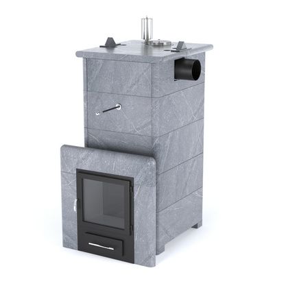 Газовая печь для бани ИзиСтим «Сочи» с боковым подключением в кожухе из талькохлорита в Наро-Фоминске