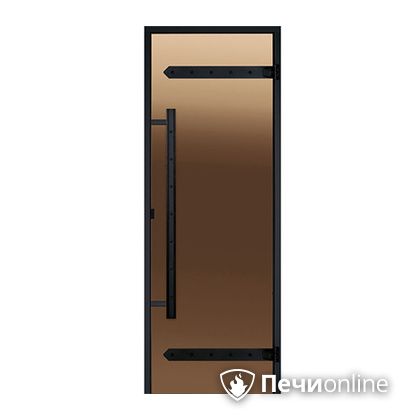 Дверь для бани Harvia Стеклянная дверь для сауны LEGEND 7/19 черная коробка сосна бронза  D71901МL в Наро-Фоминске